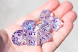 The Time Walker | Clear/purple Glitter 7-Dice Set RPG Dice Set w/Purple (Online Only)