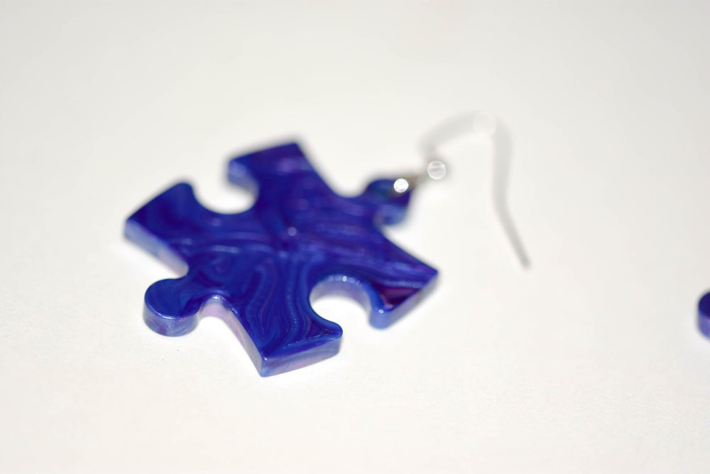 Earrings Lustrous Puzzle Piece Pair (Purple/Blue) (Online Only)