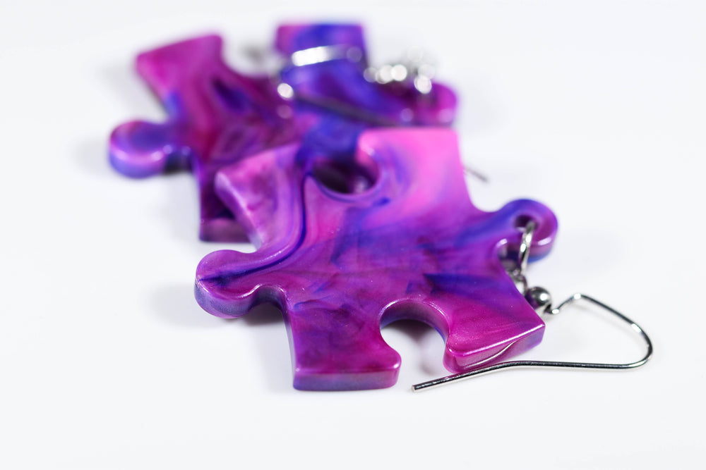 Earrings Festive Puzzle Piece Pair (Purple/Blue) [5] (Online Only)