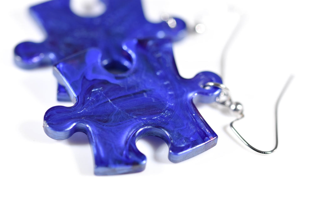 Earrings Scarab Puzzle Piece Pair (Blue) [12] (Online Only)