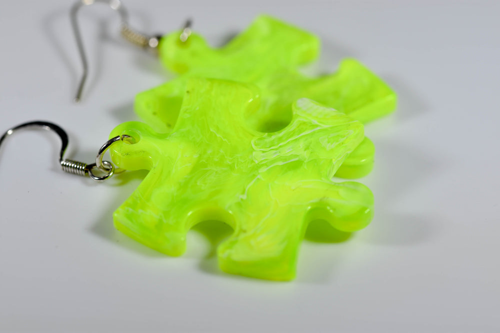 Earrings Vortex Puzzle Piece Pair (Bright Yellow) [15] (Online Only)