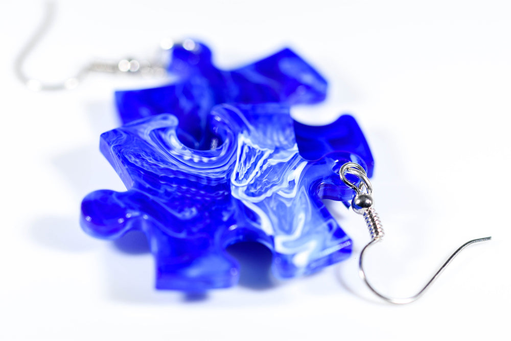 Earrings Vortex Puzzle Piece Pair (Blue) [20] (Online Only)