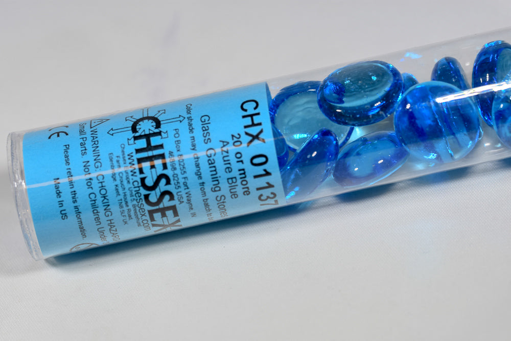 20+ Azure Blue Glass Gaming Stones Counters (Online Only)