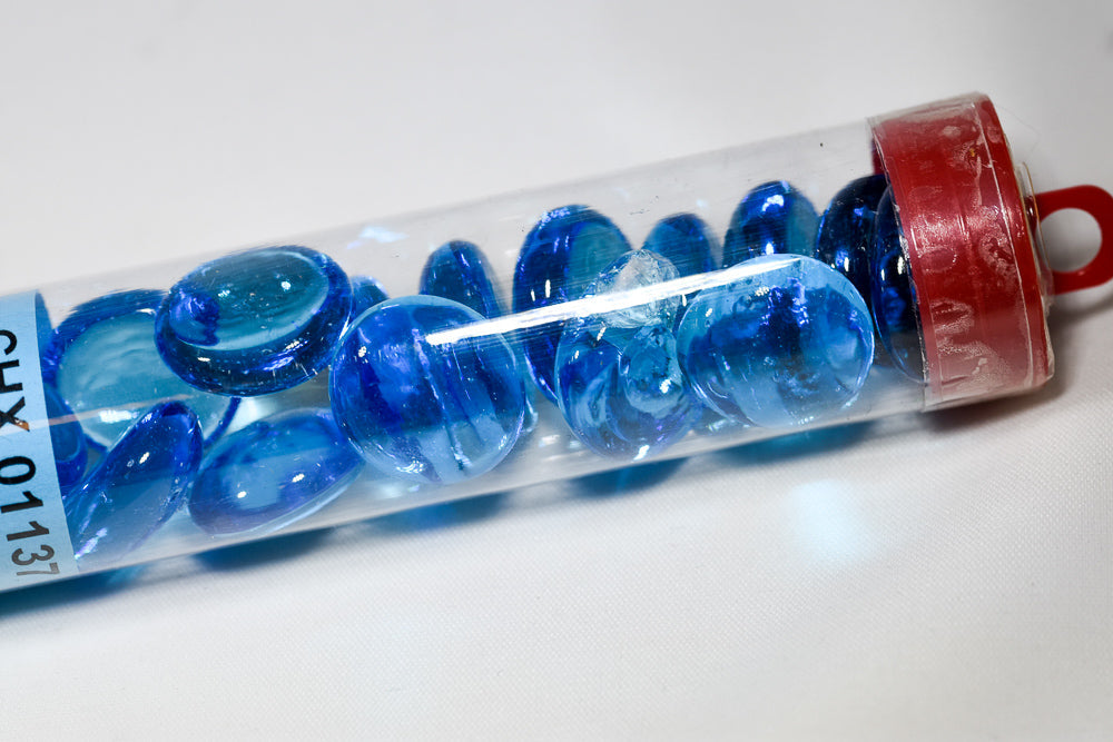 20+ Azure Blue Glass Gaming Stones Counters (Online Only)
