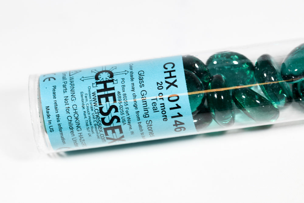 20+ Teal Glass Gaming Stones Counters (Online Only)