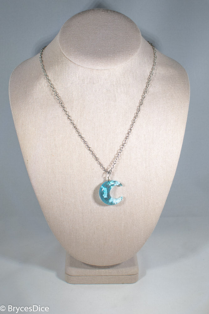 Cloudy Sky in Moon Blue Resin Sphere Necklace Pendant White Clouds (Online Only)