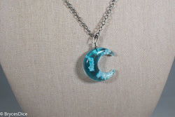 Cloudy Sky in Moon Blue Resin Sphere Necklace Pendant White Clouds (Online Only)
