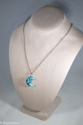 Cloudy Sky in Moon Blue Resin Sphere Necklace Pendant White Clouds (Online Only)