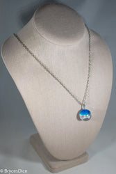Cloudy Blue Sky Resin Sphere Necklace Pendant White Clouds (Online Only)