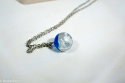 Cloudy Blue Sky Resin Sphere Necklace Pendant White Clouds (Online Only)