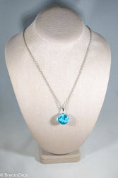 Cloudy Sky Blue Resin Sphere Necklace Pendant White Clouds (Online Only)