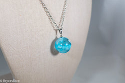 Cloudy Sky Blue Resin Sphere Necklace Pendant White Clouds (Online Only)