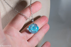 Cloudy Sky Blue Resin Sphere Necklace Pendant White Clouds (Online Only)