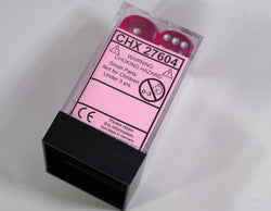 Old Glitter Borealis Pink/Silver d6 Block Dice RARE OOP Chessex 27604 16mm (Online Only)