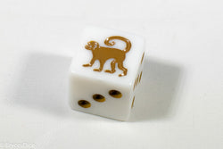 White Dice with Monkey; 6 Sided Bunco RPG Game D6 16mm Roll Square Corner (Online Only)