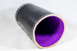 Handmade Leather Dice Cup (Black w/Purple Lining) (Online Only)