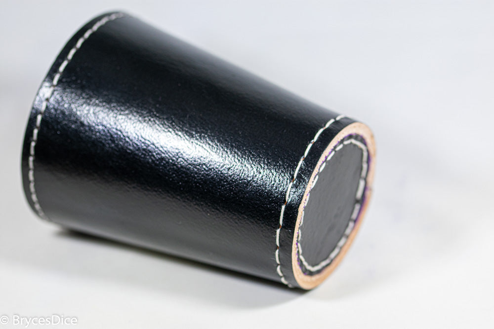 Handmade Leather Dice Cup (Black w/Purple Lining) (Online Only)