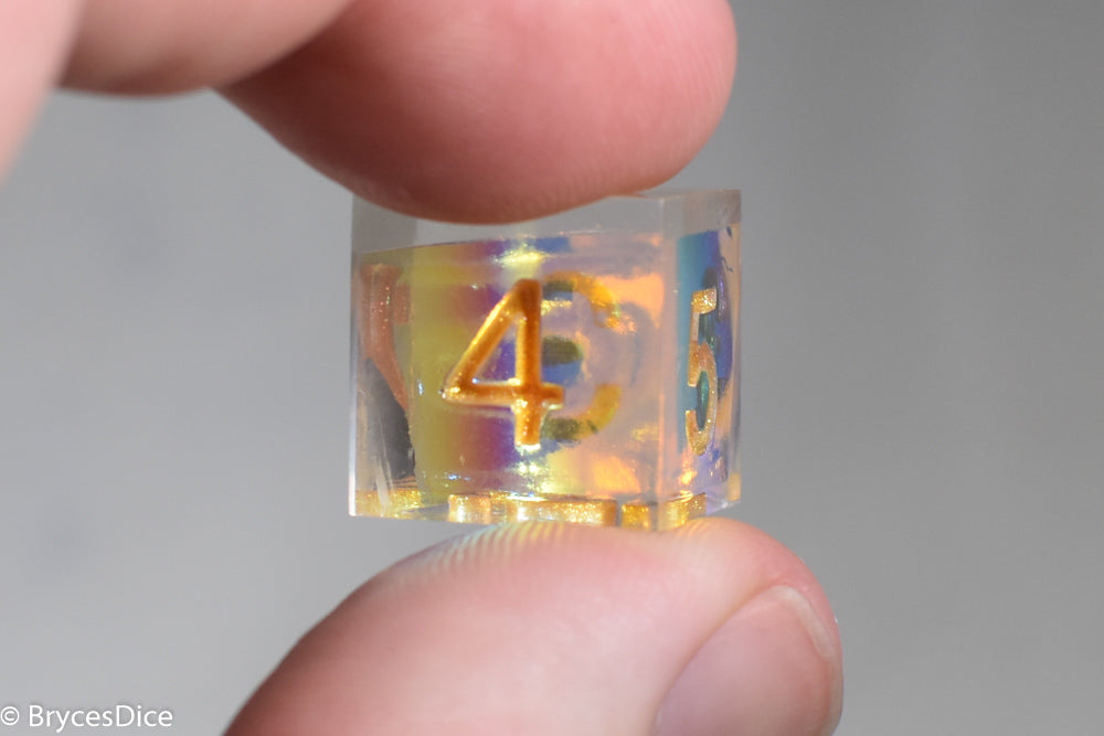 Pirates Crystal Sharp Edge Resin 7-Dice Set | Gold or Silver Ink (Clear) (Online Only)