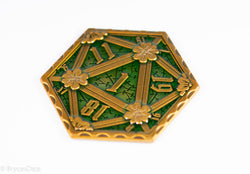 Gold Green Enamel Effect D20 Metal Coins d2 (Online Only)