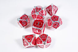 Defender 7-Dice Metal Set Silver w/ Red Fill {North Star Dice Collection} (Online Only)