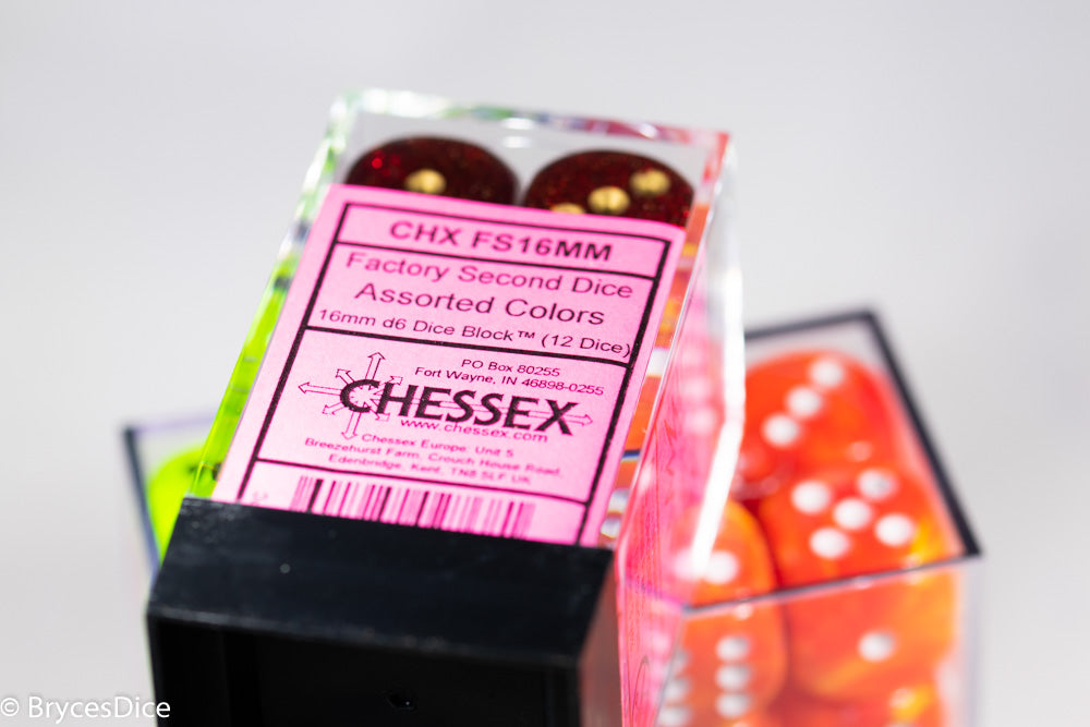 Factory-Second 16mm Dice Set d6 FS16MM Seconds | 12 Dice Block (Online Only)