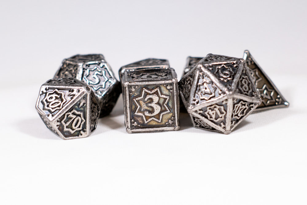 Orion's Silver 7-Dice Metal Set {North Star Dice Collection} (Online Only)