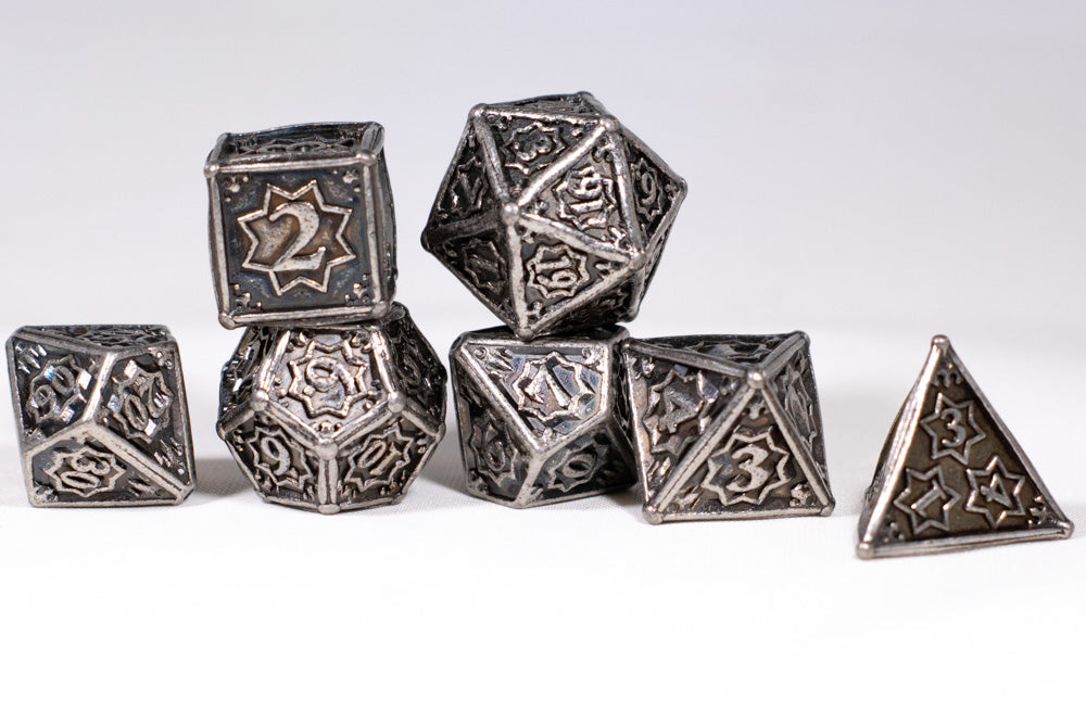 Orion's Silver 7-Dice Metal Set {North Star Dice Collection} (Online Only)