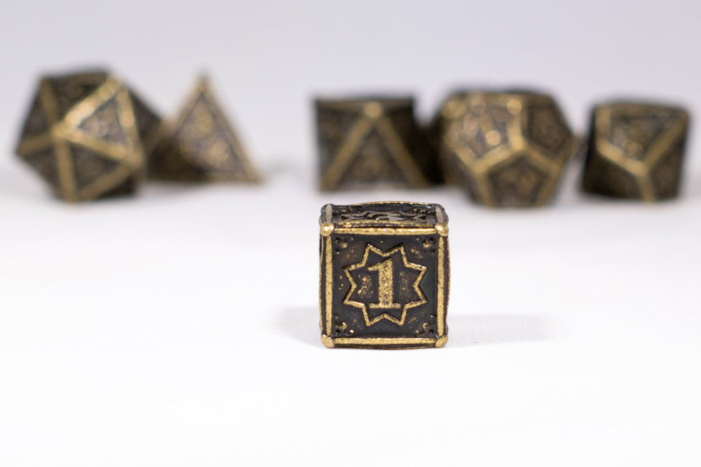 Ancient Gold 7-Dice Metal Set {North Star Dice Collection} (Online Only)