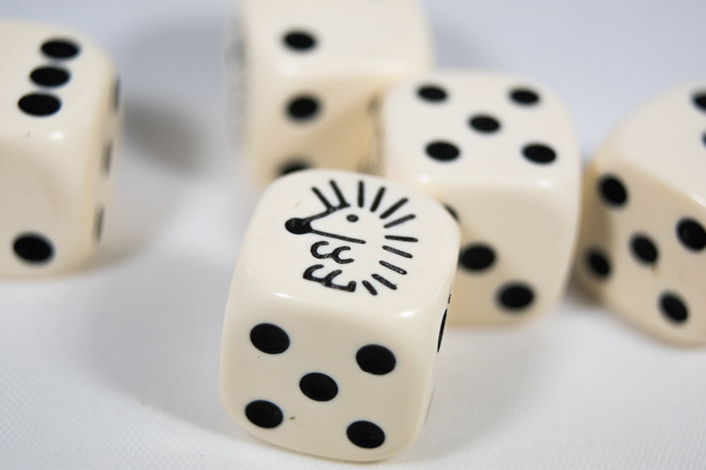 Hedgehog Opaque Dice 16mm D6 Koplow Dice - with Black Pips (Online Only)