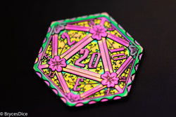 Rainbow d2 Coin Shaped like d20 w/ Purple/Yellow Tint (V2) (Online Only)