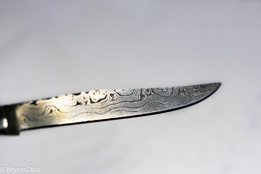 (Green Wood) 9" Damascus Pocket Knife (Online Only)