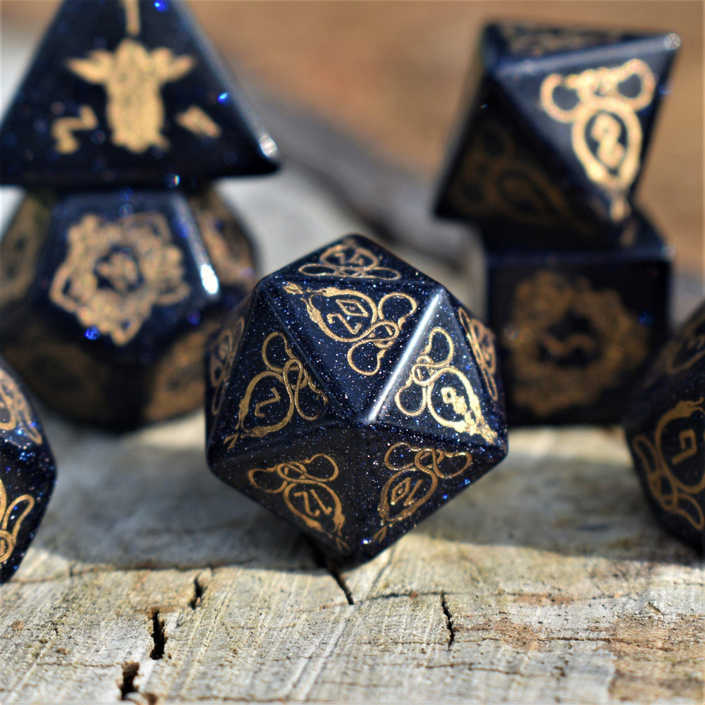 Serpent of Midgard Blue Sandstone Dice Set (ONLINE ORDER ONLY)