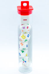 Rainbow Polyhedral Dice 7-Dice Piece Set White w/ Rainbow Color Numbers (Online Only)