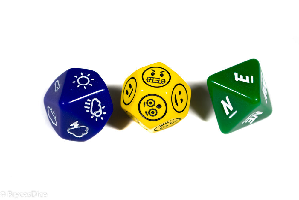 Emotion, Weather, and Direction Dice 3pc Set by Bescon (Online Only)