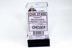 CHX 27450 Polyhedral 7-Die Festive Mosaic w/ Yellow Numbers (Online Only)