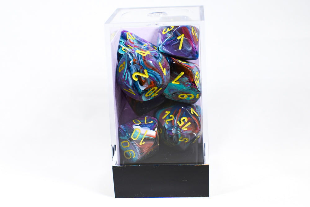 CHX 27450 Polyhedral 7-Die Festive Mosaic w/ Yellow Numbers (Online Only)