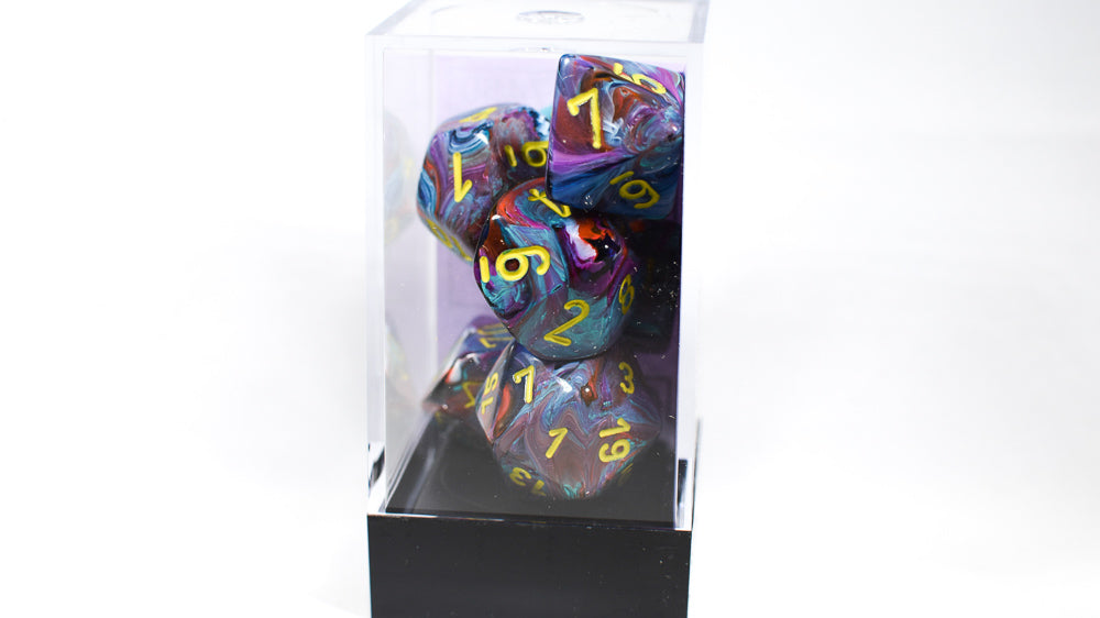 CHX 27450 Polyhedral 7-Die Festive Mosaic w/ Yellow Numbers (Online Only)