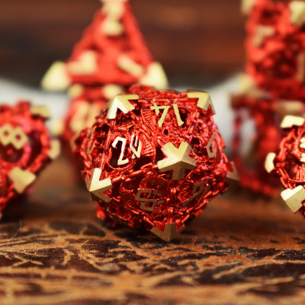 Dragon's Lair Hollow Metal Dice Set - Red (ONLINE ORDER ONLY)