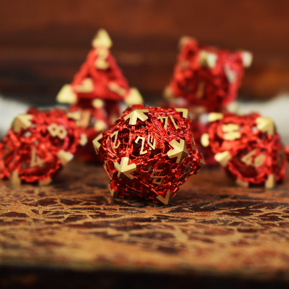 Dragon's Lair Hollow Metal Dice Set - Red (ONLINE ORDER ONLY)