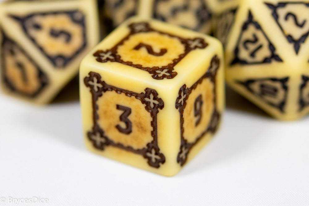 (Brown) Ancient Huge Castle Dice (D6:25mm) 7-Dice (Online Only)