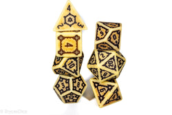 (Brown) Ancient Huge Castle Dice (D6:25mm) 7-Dice (Online Only)