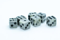 Cattle Bone Dice 10mm (Deep Eye & Ring) | Off-White Dark d6 (sold by the piece) (Online Only)