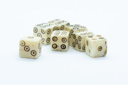 Camel Bone Dice 10mm (Deep Eye & Ring) Off-White Brown d6 (sold by the piece) (Online Only)