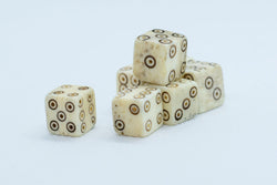 Camel Bone Dice 10mm (Deep Eye & Ring) Off-White Brown d6 (sold by the piece) (Online Only)