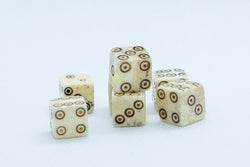 Camel Bone Dice 10mm (Deep Eye & Ring) Off-White Brown d6 (sold by the piece) (Online Only)