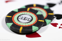 13.5g 'Basic' Poker Chip (100) Black/mint/yellow [sold by the piece] (Online Only)