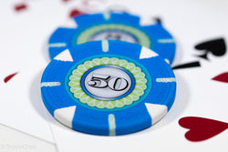13.5g 'Basic' Poker Chip (50) Blue/grey/white [sold by the piece] (Online Only)