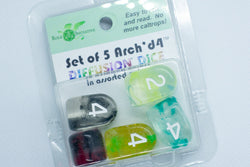 Set of 5 Arch'd4 Diffusion Dice in Assorted Colors by R4I (Online Only)