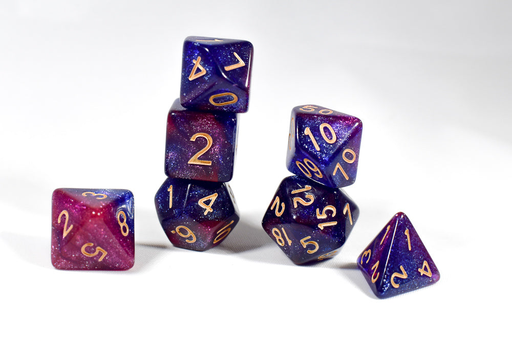 Purple/Blue Galaxy Dice by Udixi Dice (Online Only)