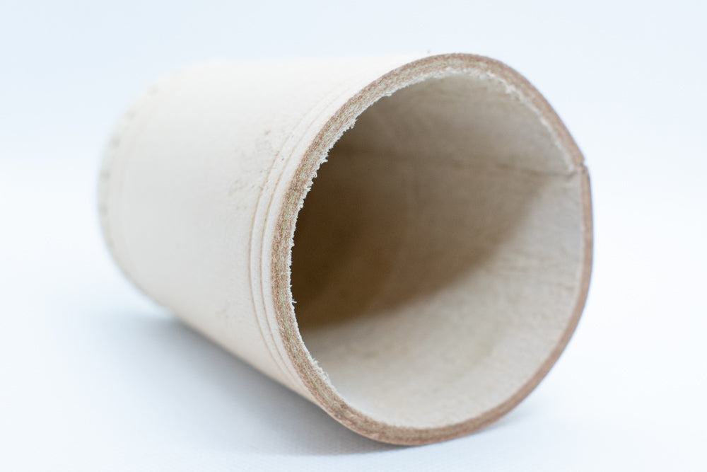 Handmade Leather Dice Cup (Off-White) No Lining white thread Simple (Online Only)